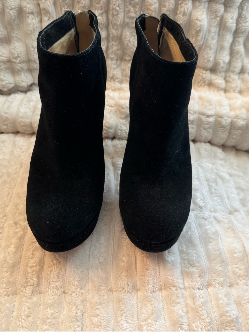 Michael Kors Black Suede Platform Ankle Booties